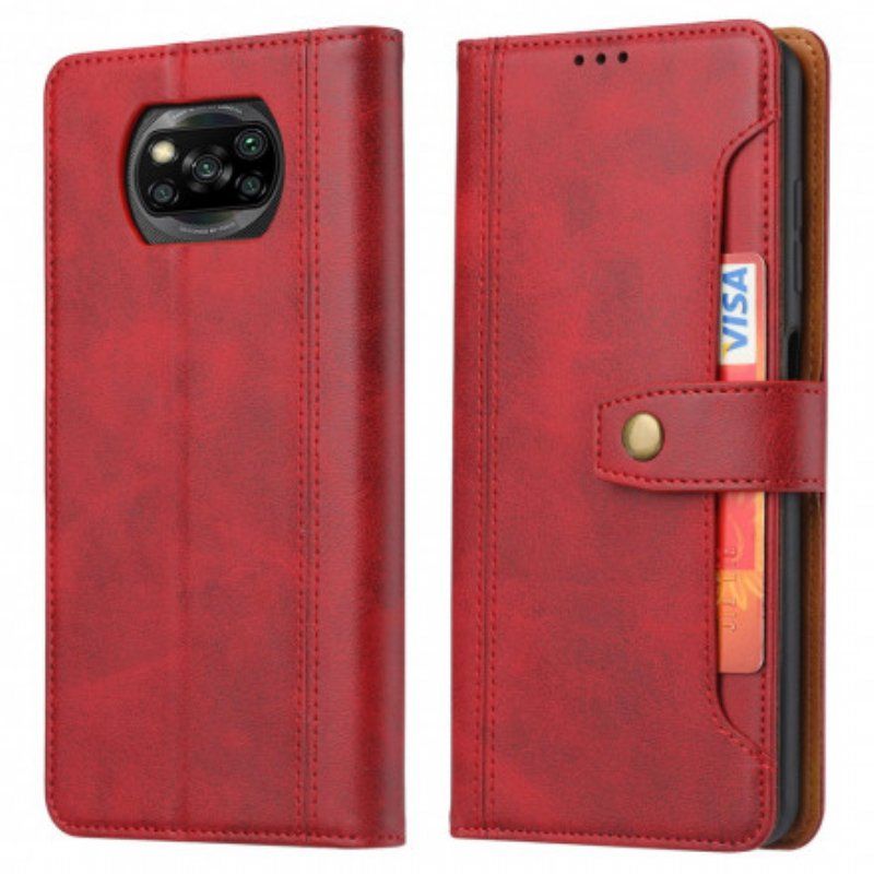 Etui Folio do Poco X3 / X3 Pro / X3 NFC Przedni Uchwyt Na Kartę Z Paskiem