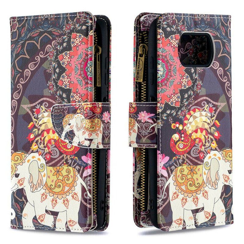 Etui Folio do Poco X3 / X3 Pro / X3 NFC Zapinana Na Zamek Kieszeń Słonia