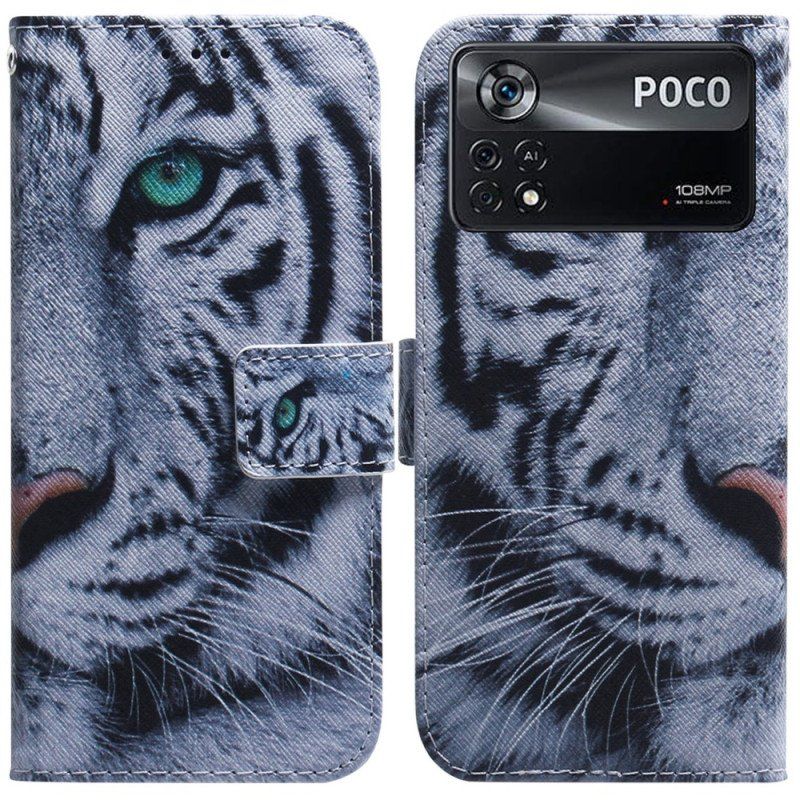 Etui Folio do Poco X4 Pro 5G Biały Tygrys