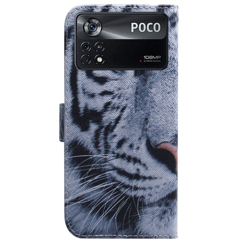 Etui Folio do Poco X4 Pro 5G Biały Tygrys