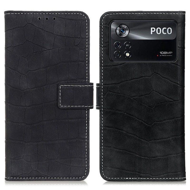 Etui Folio do Poco X4 Pro 5G Efekt Skóry Krokodyla