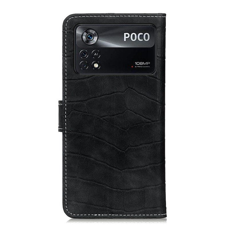 Etui Folio do Poco X4 Pro 5G Efekt Skóry Krokodyla