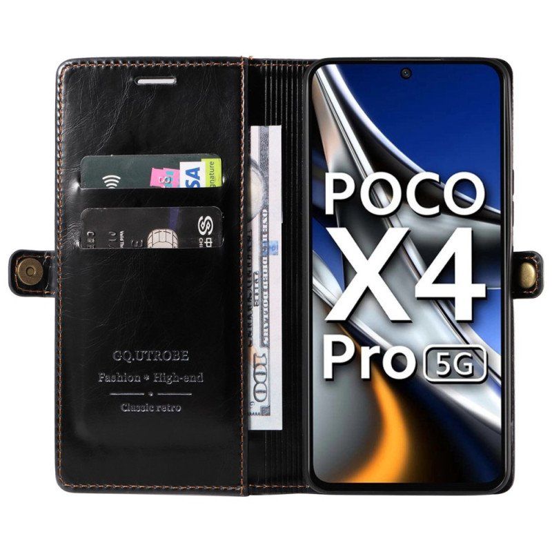 Etui Folio do Poco X4 Pro 5G Efekt Woskowanej Skóry Gq.utrobe