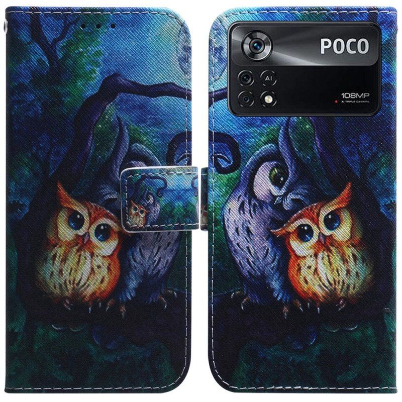 Etui Folio do Poco X4 Pro 5G Malowanie Sów