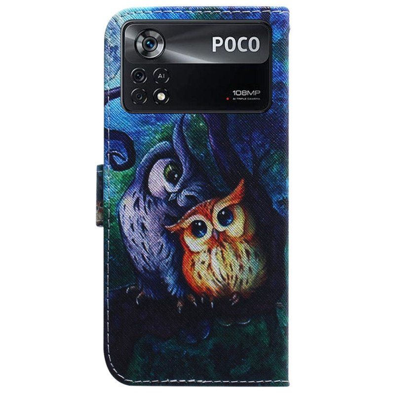 Etui Folio do Poco X4 Pro 5G Malowanie Sów