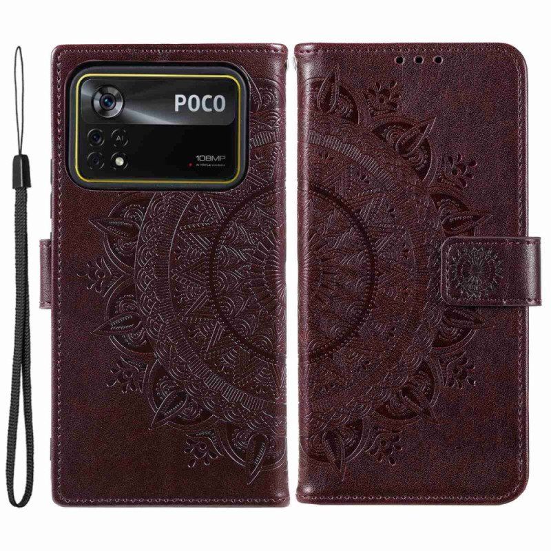 Etui Folio do Poco X4 Pro 5G Mandala Sun Ze Smyczą