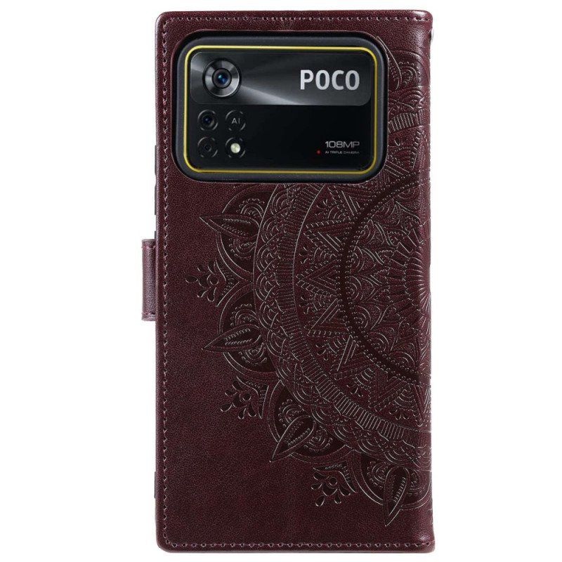 Etui Folio do Poco X4 Pro 5G Mandala Sun Ze Smyczą