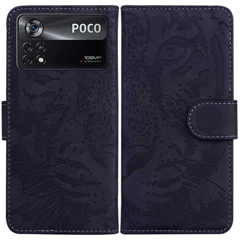 Etui Folio do Poco X4 Pro 5G Nadruk Tygrysa