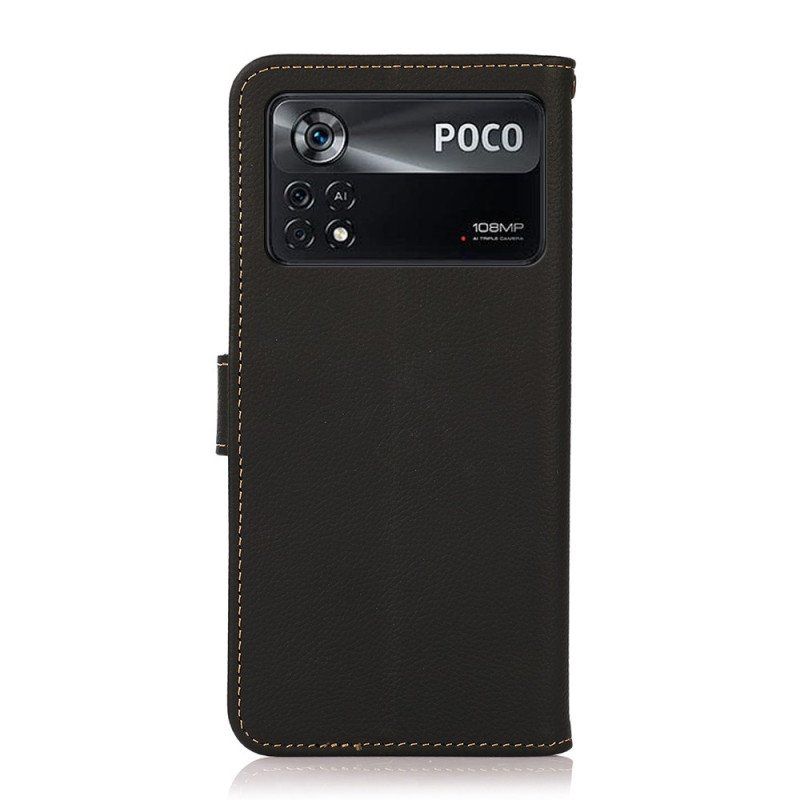 Etui Folio do Poco X4 Pro 5G Prawdziwa Skóra Khazneh Rfid