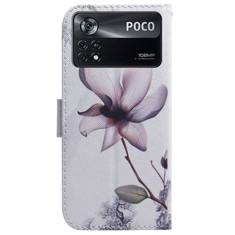 Etui Folio do Poco X4 Pro 5G Różowy Kwiat