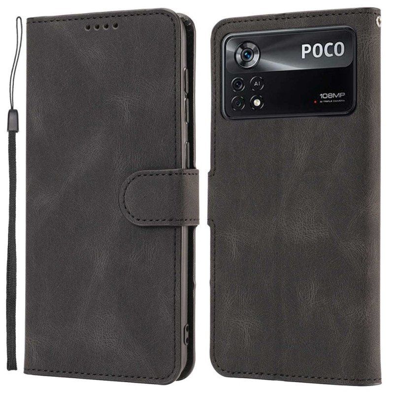 Etui Folio do Poco X4 Pro 5G Skórzany Styl Z Paskiem