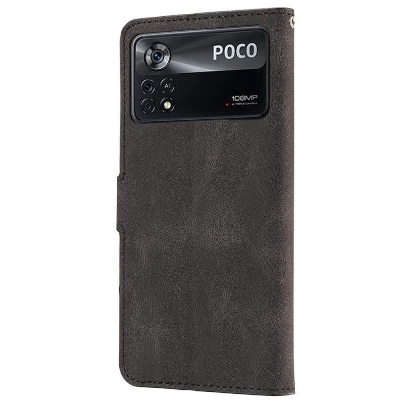 Etui Folio do Poco X4 Pro 5G Skórzany Styl Z Paskiem