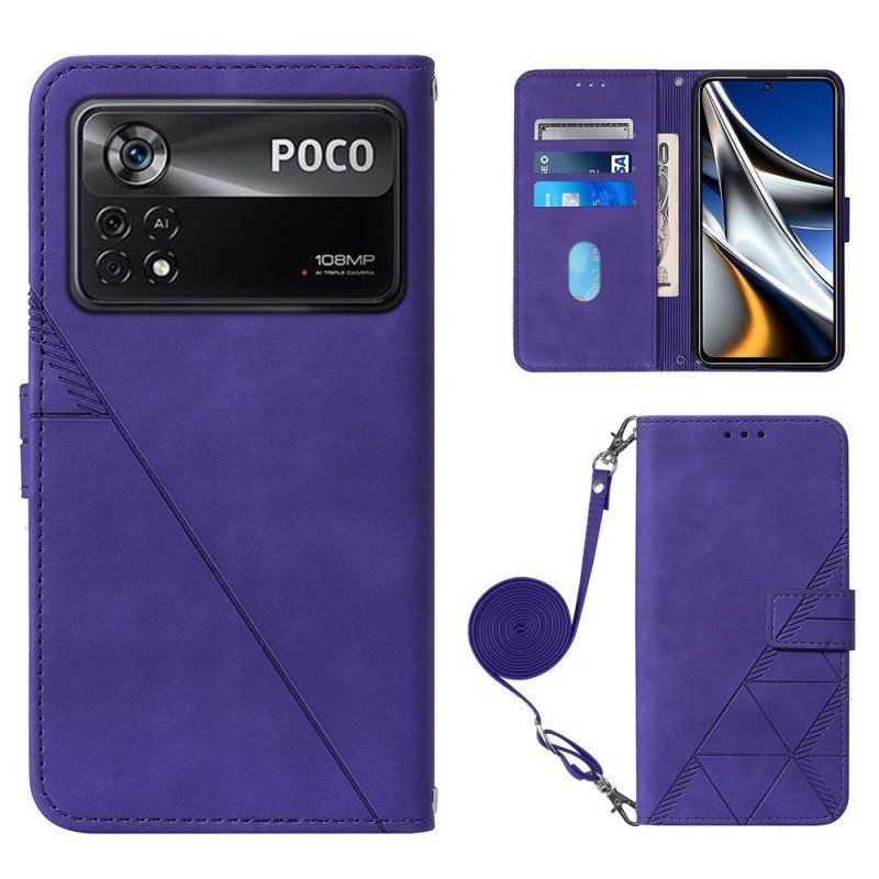 Etui Folio do Poco X4 Pro 5G Wzór Z Paskiem Na Ramię