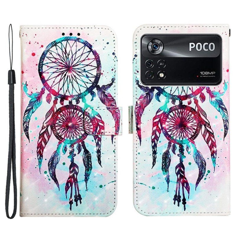 Etui Folio do Poco X4 Pro 5G z Łańcuch Łapacz Snów Na Pasku