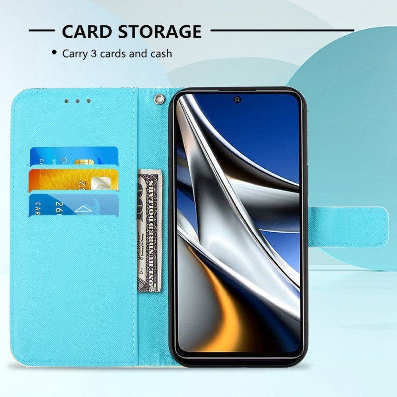 Etui Folio do Poco X4 Pro 5G z Łańcuch Lot Motyli W Smyczy