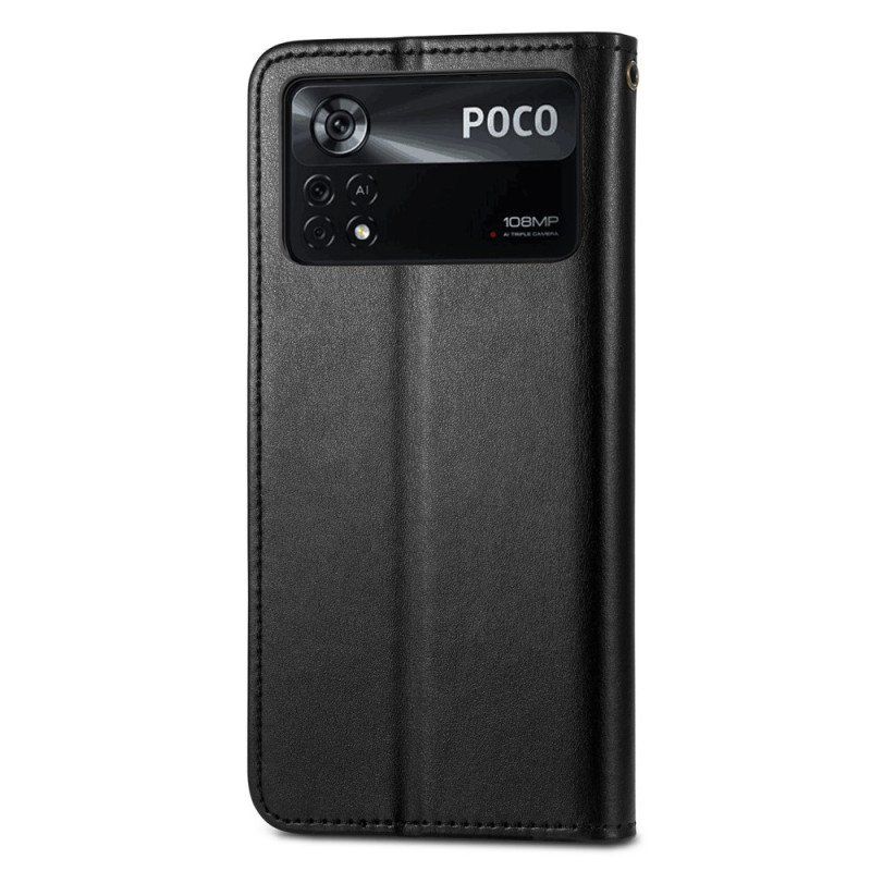 Etui Folio do Poco X4 Pro 5G z Łańcuch Przycisk Magnetyczny Smyczy