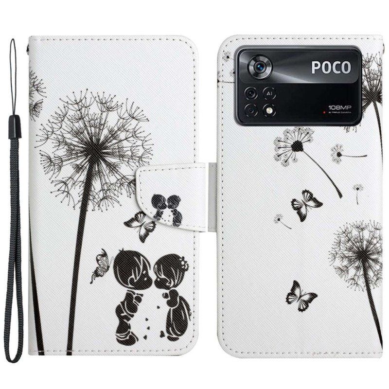 Etui Folio do Poco X4 Pro 5G z Łańcuch Smycz Love Dandelions