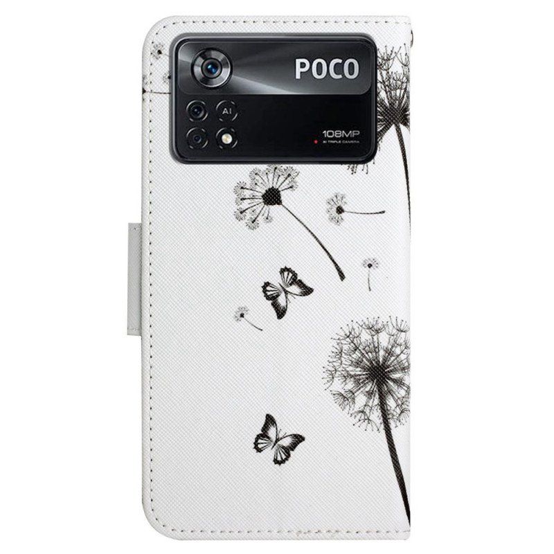 Etui Folio do Poco X4 Pro 5G z Łańcuch Smycz Love Dandelions