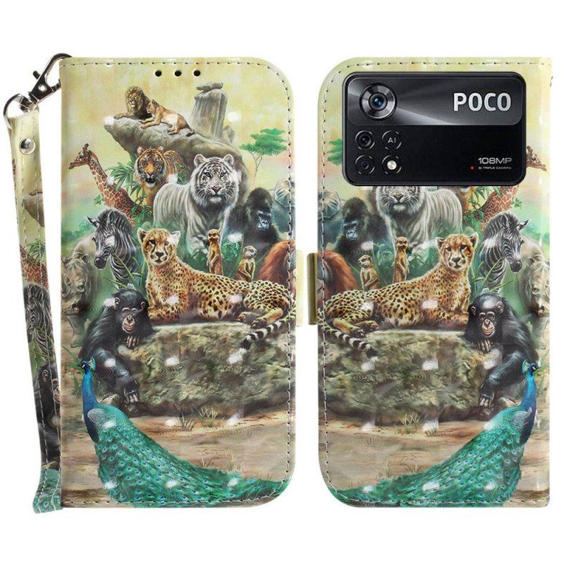 Etui Folio do Poco X4 Pro 5G z Łańcuch Stringi Safari