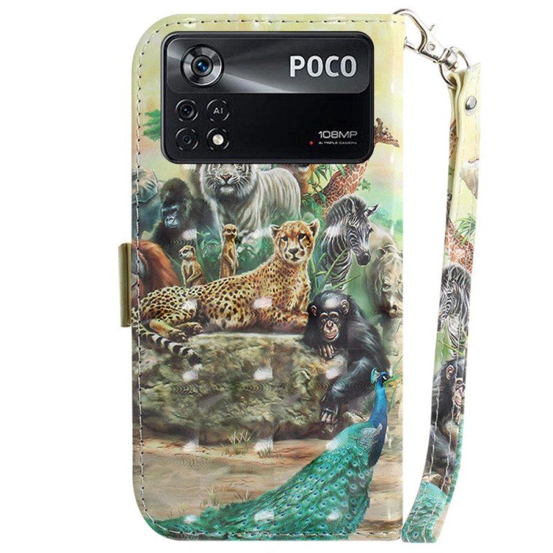 Etui Folio do Poco X4 Pro 5G z Łańcuch Stringi Safari