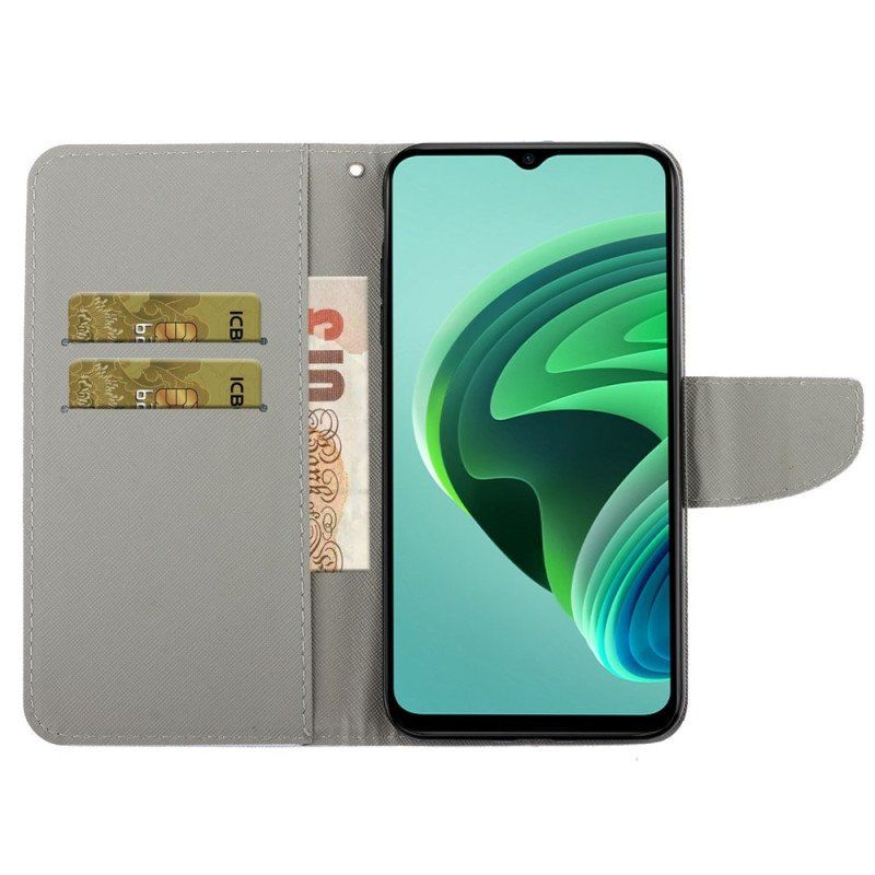 Etui Folio do Poco X4 Pro 5G z Łańcuch Stringi Stokrotki