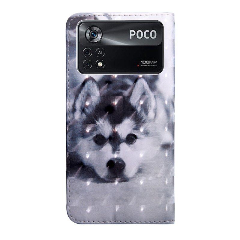 Etui Folio do Poco X4 Pro 5G z Łańcuch Stringi Szczeniak