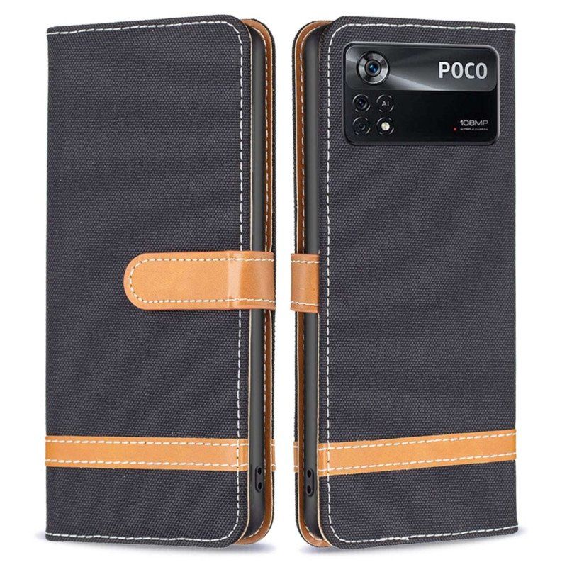 Etui Folio do Poco X4 Pro 5G z Łańcuch Tkanina Paska