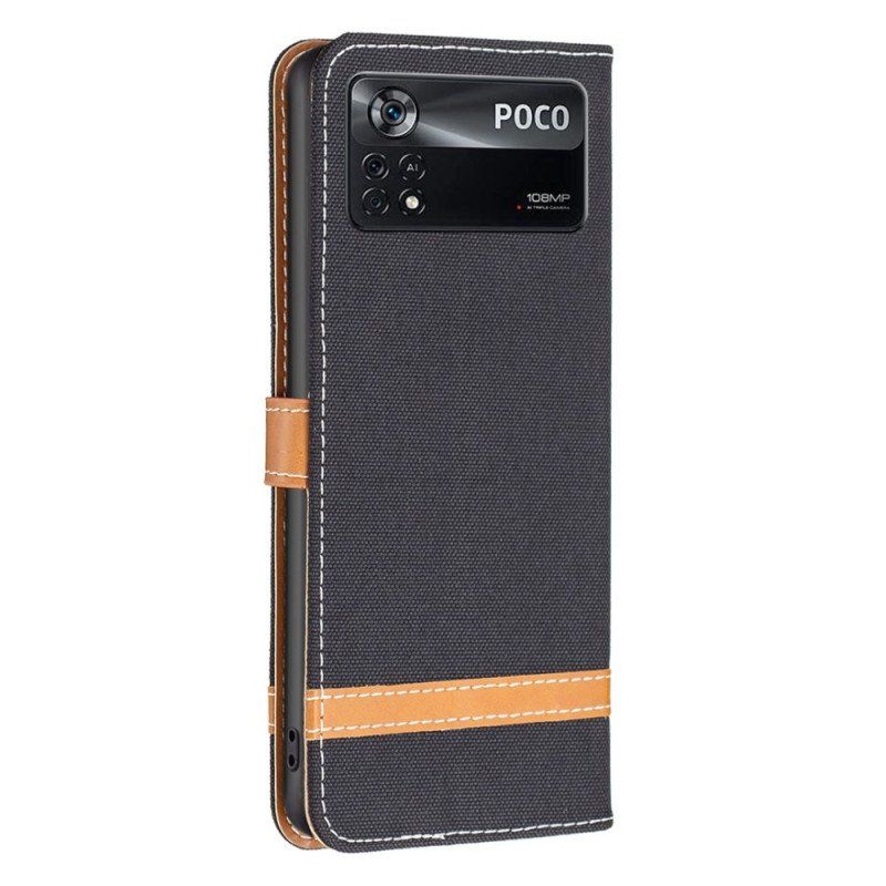 Etui Folio do Poco X4 Pro 5G z Łańcuch Tkanina Paska