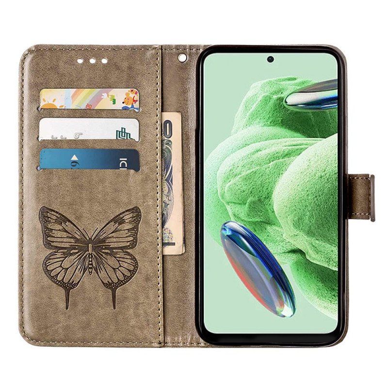 Etui Folio do Poco X5 5G Kwiatowy Motyl