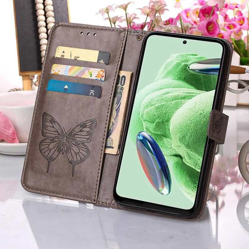 Etui Folio do Poco X5 5G Kwiatowy Motyl