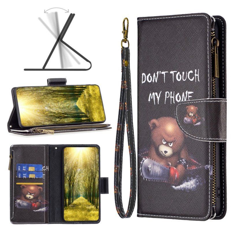 Etui Folio do Poco X5 5G Niebezpieczna Torebka Misia