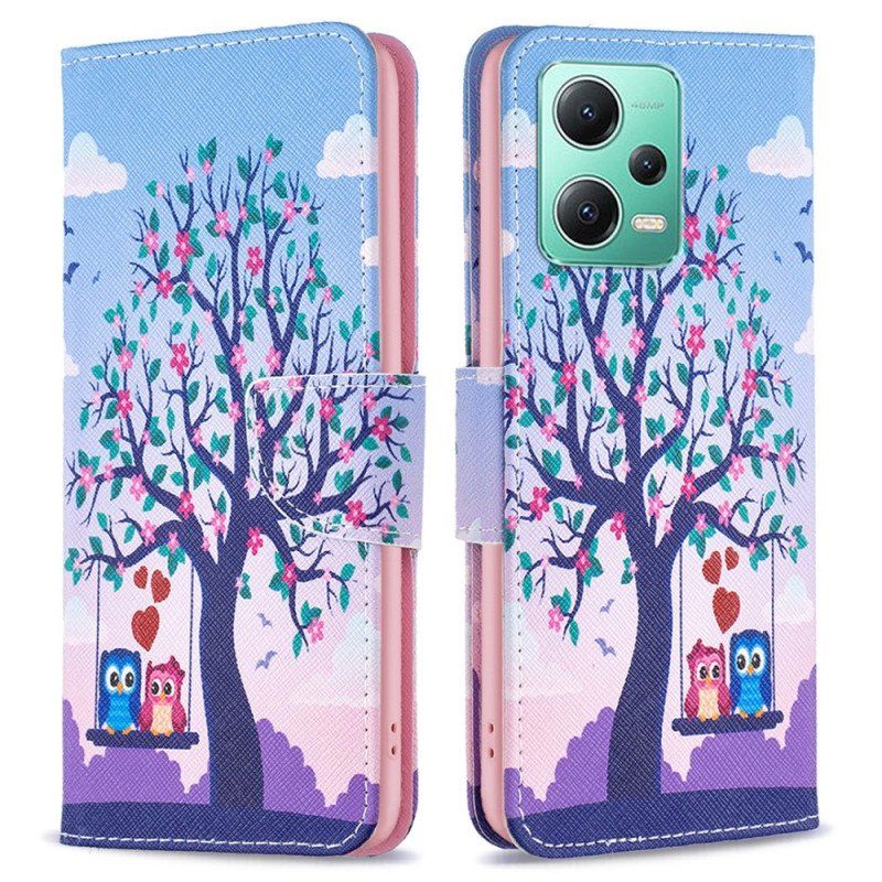 Etui Folio do Poco X5 5G Sowy Na Huśtawce