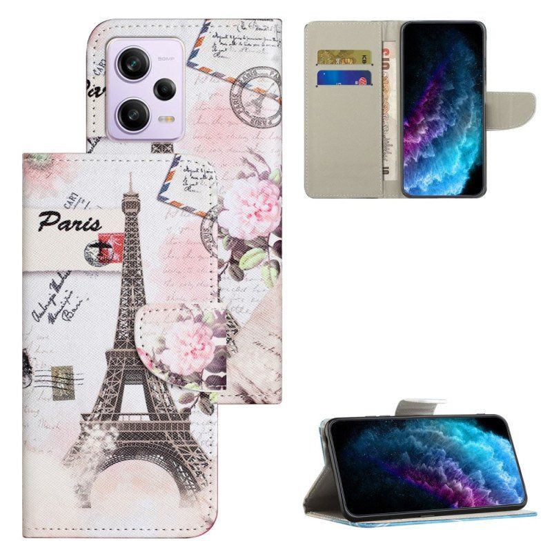 Etui Folio do Poco X5 5G Wieża Eiffla