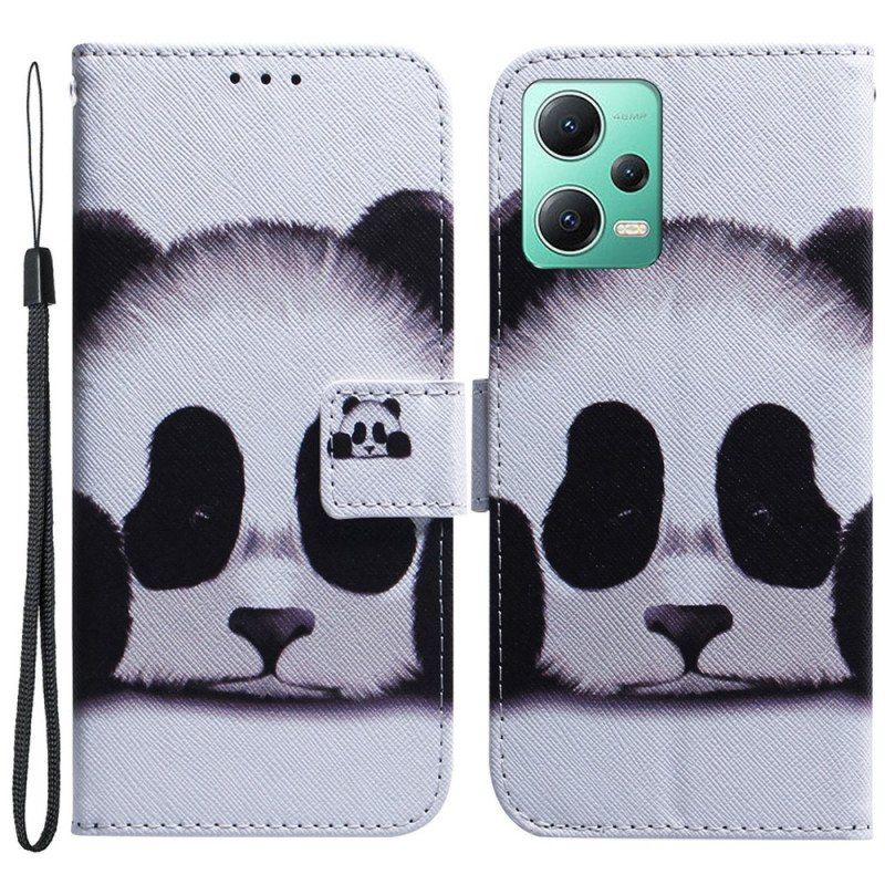 Etui Folio do Poco X5 5G z Łańcuch Paskowata Panda