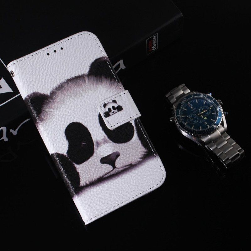 Etui Folio do Poco X5 5G z Łańcuch Paskowata Panda