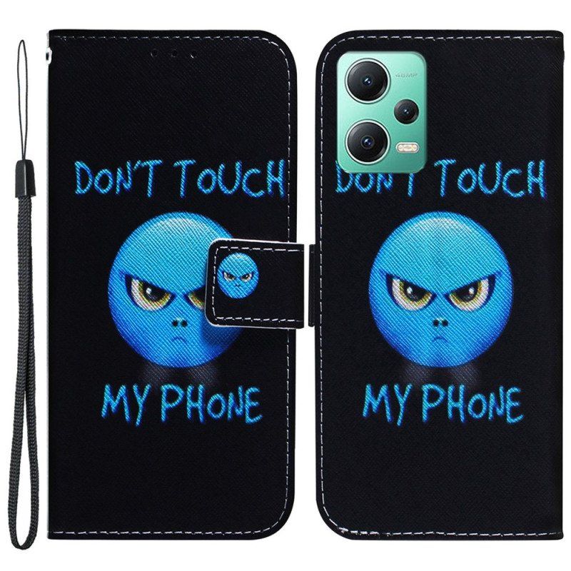 Etui Folio do Poco X5 5G z Łańcuch Smycz Emoji Telefon