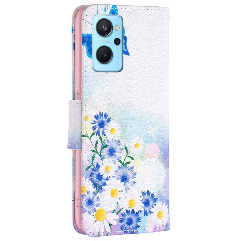 Etui Folio do Realme 9i Motyle I Pastelowe Kwiaty