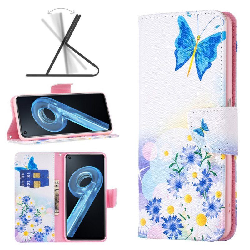 Etui Folio do Realme 9i Motyle I Pastelowe Kwiaty