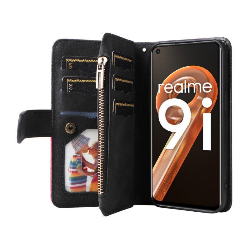 Etui Folio do Realme 9i z Łańcuch Portfel Z Paskiem W Podszewkę