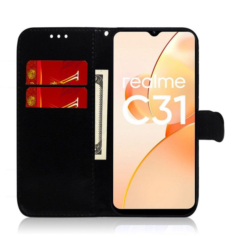 Etui Folio do Realme C31 W Sztucznej Skórze Z Paskiem