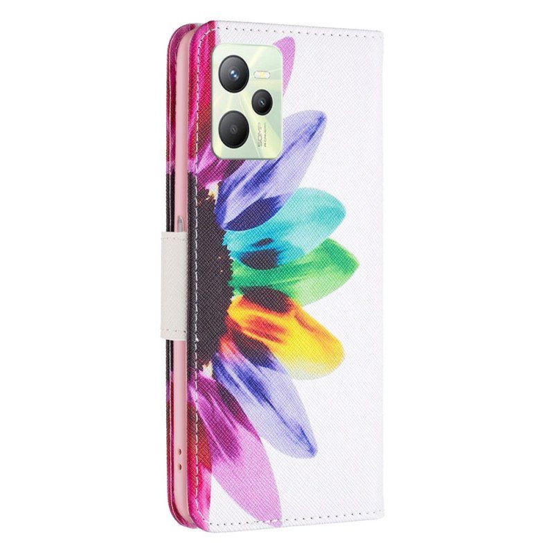 Etui Folio do Realme C35 Akwarela Kwiat