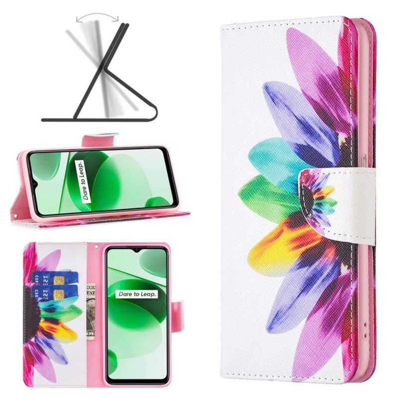 Etui Folio do Realme C35 Akwarela Kwiat