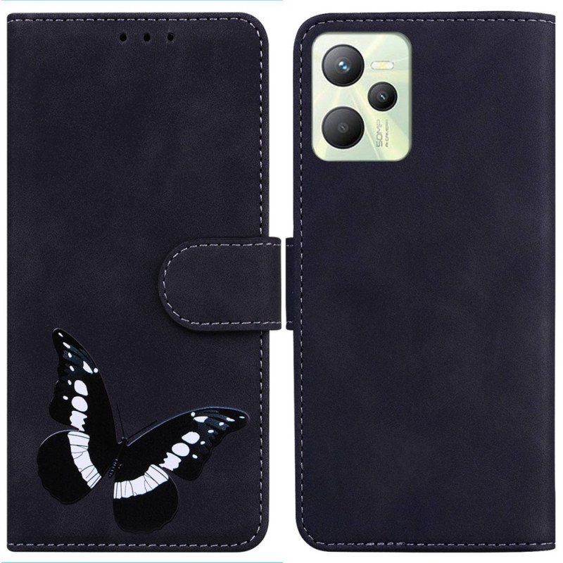 Etui Folio do Realme C35 Motyl Dotykający Skóry