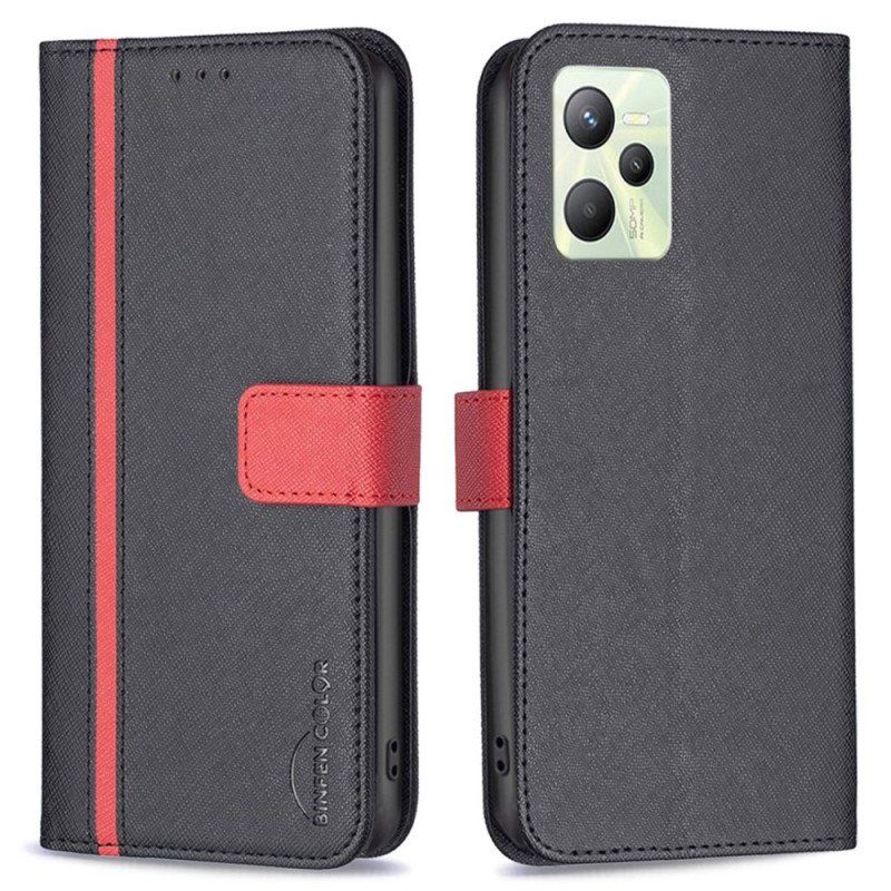 Etui Folio do Realme C35 Teksturowana Imitacja Skóry Binfen Kolor