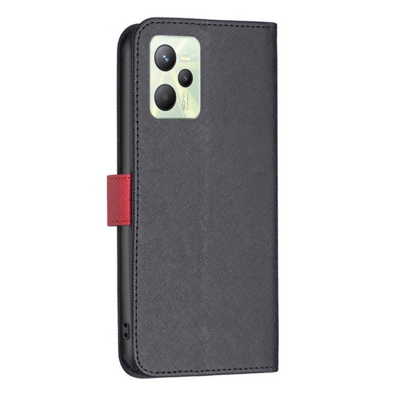 Etui Folio do Realme C35 Teksturowana Imitacja Skóry Binfen Kolor