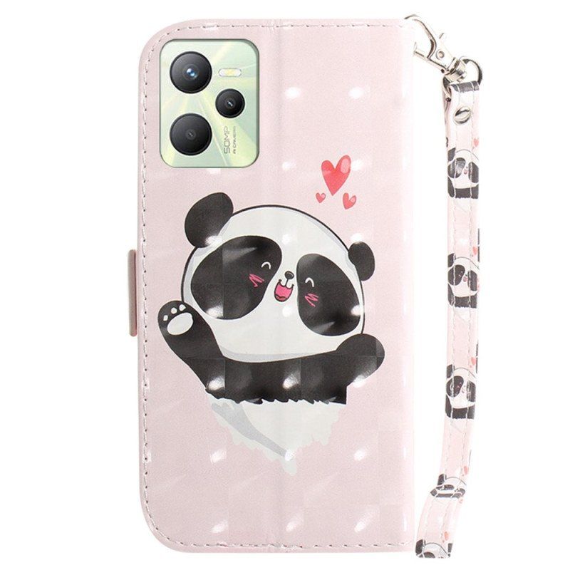 Etui Folio do Realme C35 z Łańcuch Mała Panda Z Paskiem