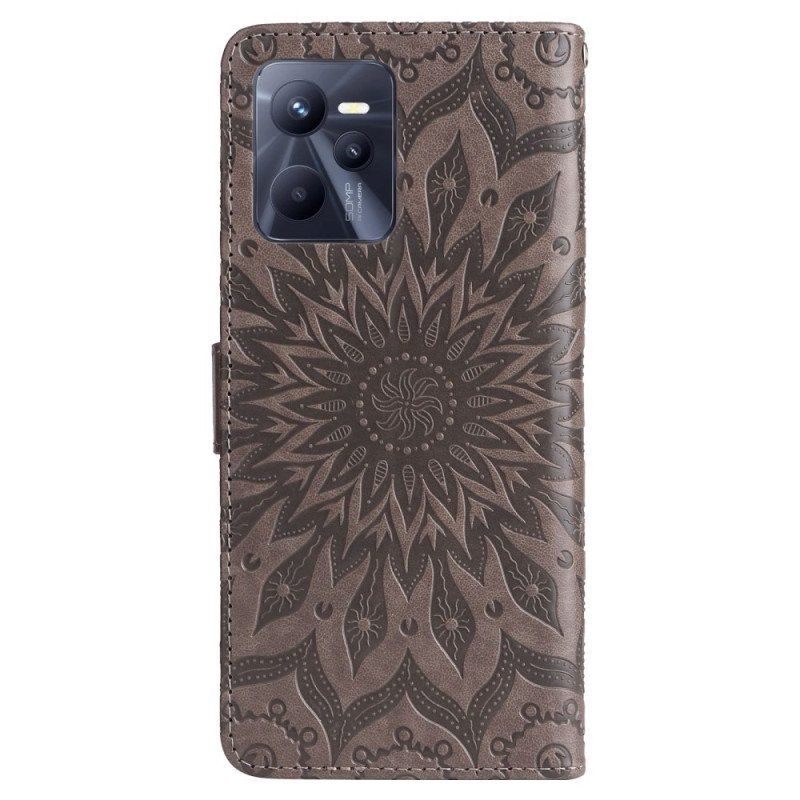 Etui Folio do Realme C35 z Łańcuch Mandala Słoneczna Na Ramiączkach