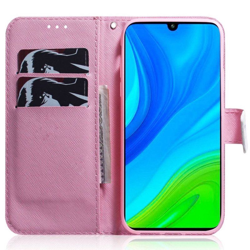 Etui Folio do Realme C35 z Łańcuch Pompka Z Paskiem W Kształcie Motyla