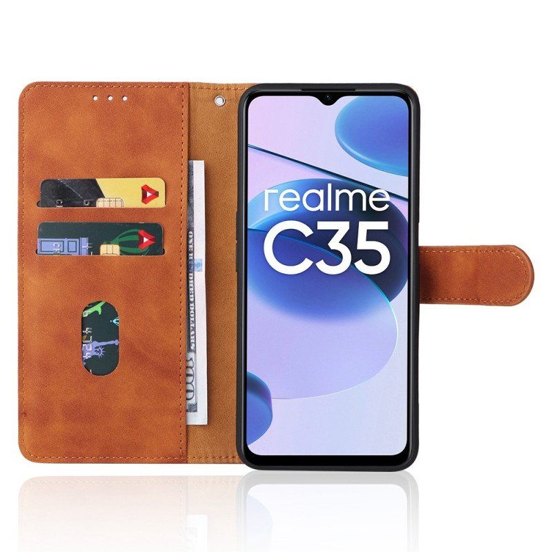 Etui Folio do Realme C35 z Łańcuch Uczucie Dotyku Skóry Z Paskiem