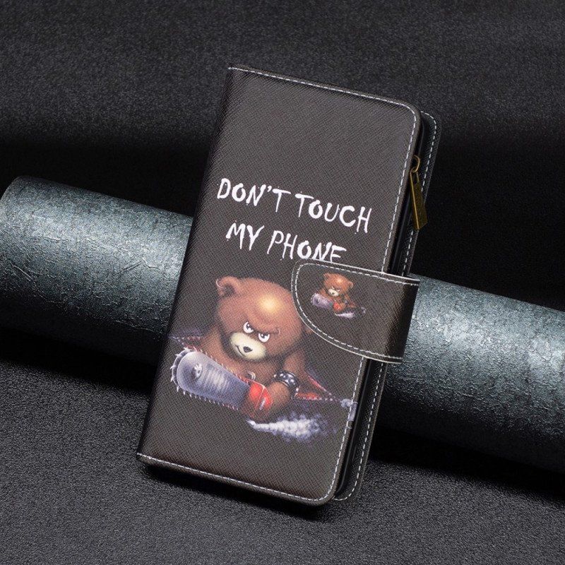 Etui Folio do Realme C35 z Łańcuch Zapinana Na Zamek Saszetka Dangerous Bear Z Paskami